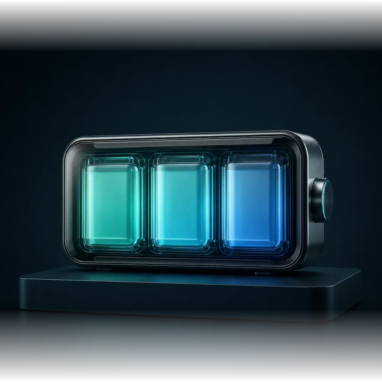 Battery diagnostic object with cyan battery cells.