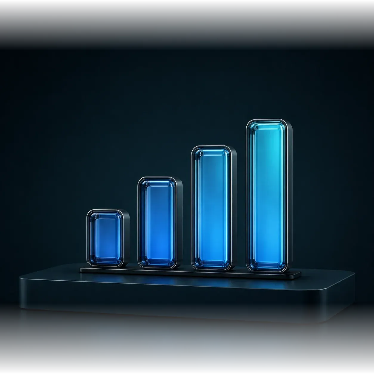 Network diagnostic object with rising blue signal bars.