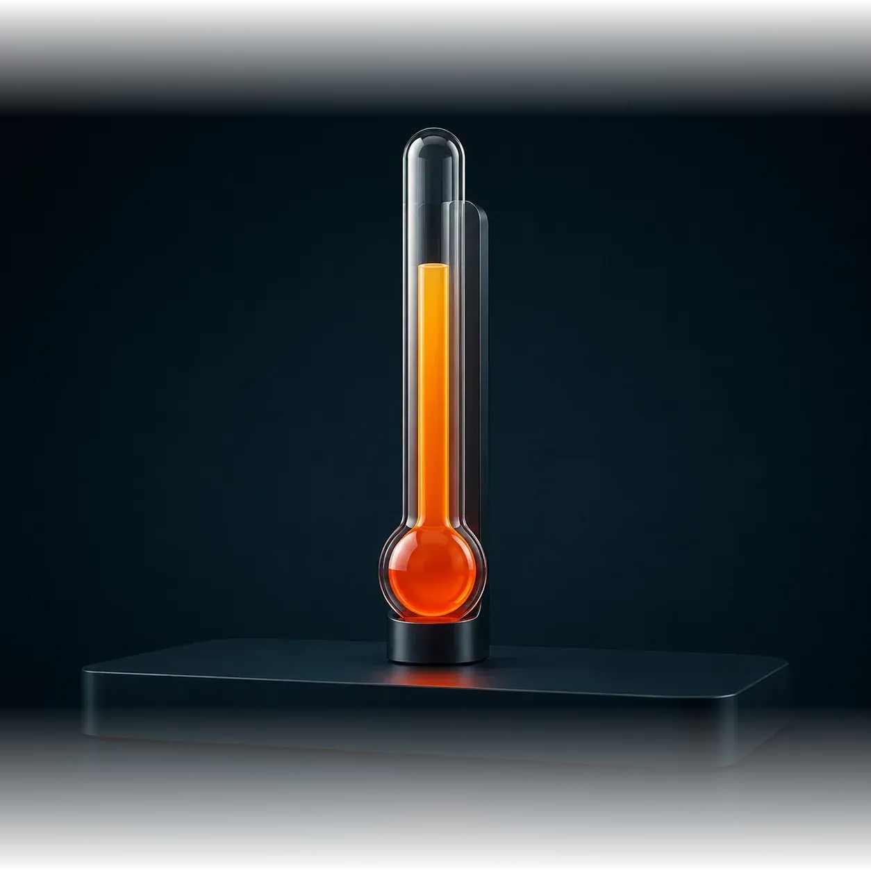 Thermal diagnostic object with an orange thermometer.