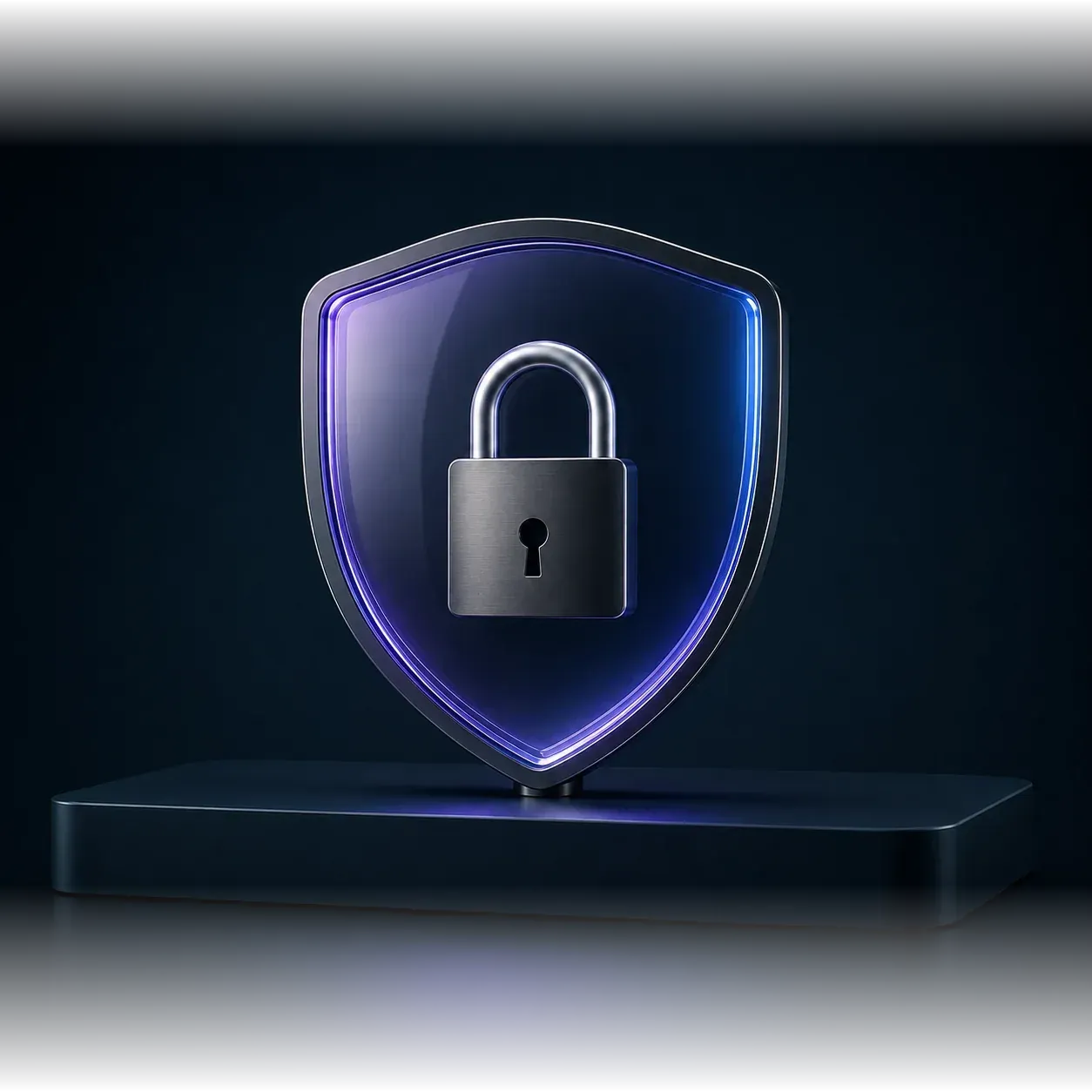 Privacy diagnostic object with a purple shield and lock.