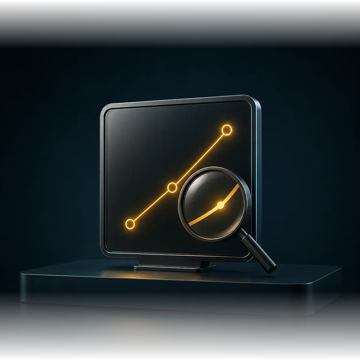 Insights diagnostic object with a chart and magnifier.